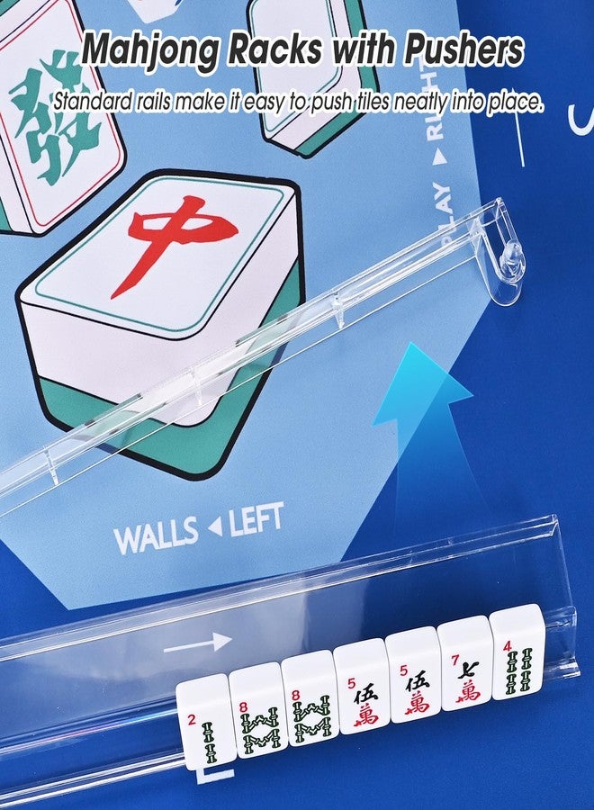 Goldge Mahjong Racks with Pushers Set of 4, Clear Acrylic All-in-One Mahjong Pushers and Racks, Transparent American Mahjong Tile Racks, Durable Lightweight Mahjong Accessories - Image 4